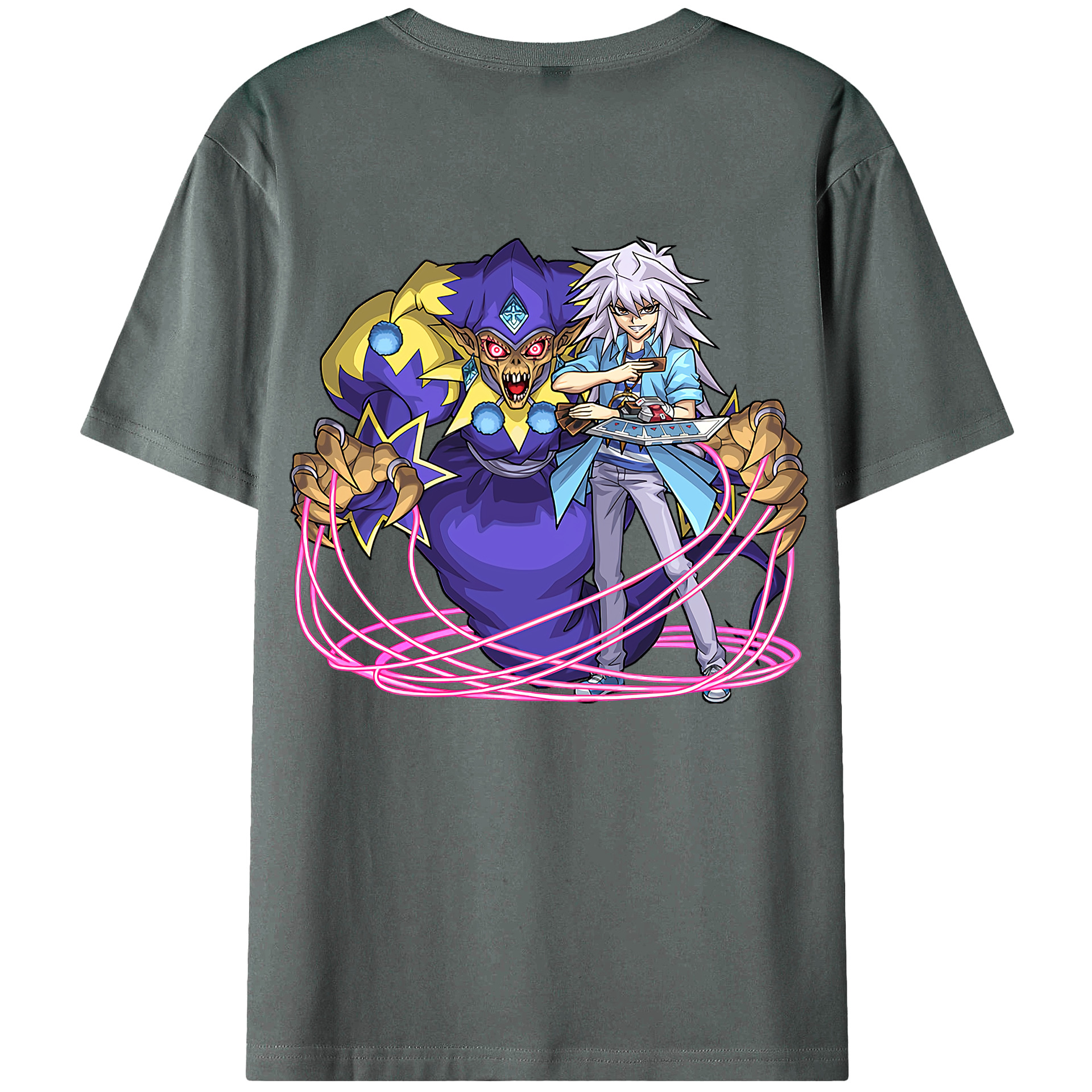 （画像用） 遊☆戯☆王 Yu-Gi-Oh! 綿100％ メンズ半袖Tシャツ（バックプリント） 通気性